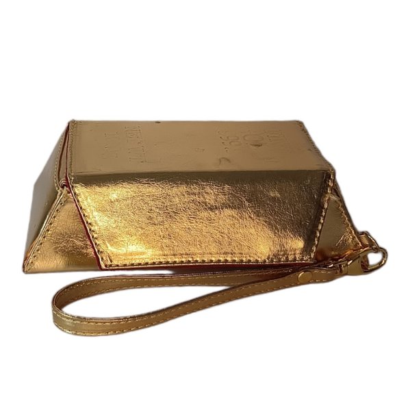 Gold Bar Purse Wristlet Clutch with Red Interior - Picture 2 of 12